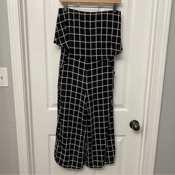 She + Sky Strapless Jumpsuit Black White Small - Picture 1 of 16